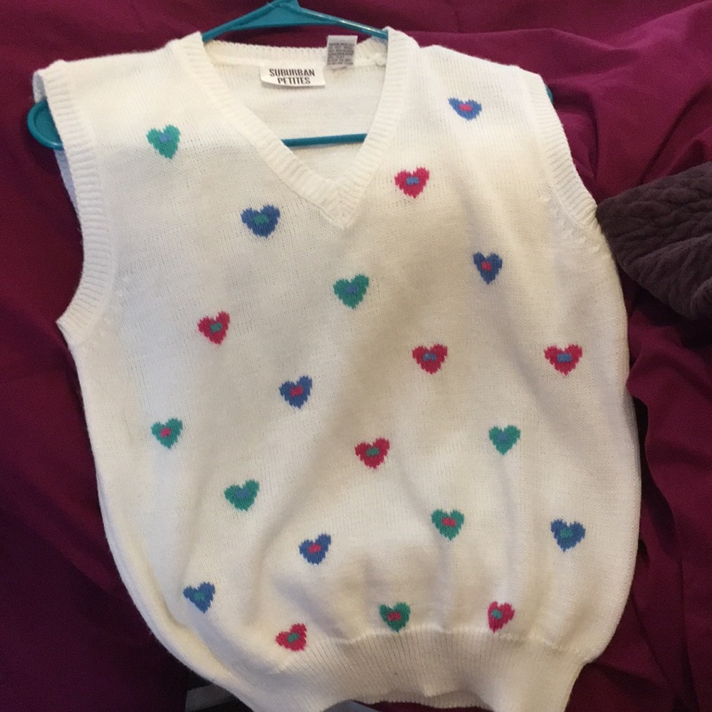 1980s Preppy Hearts Sweater Vest Size PM
